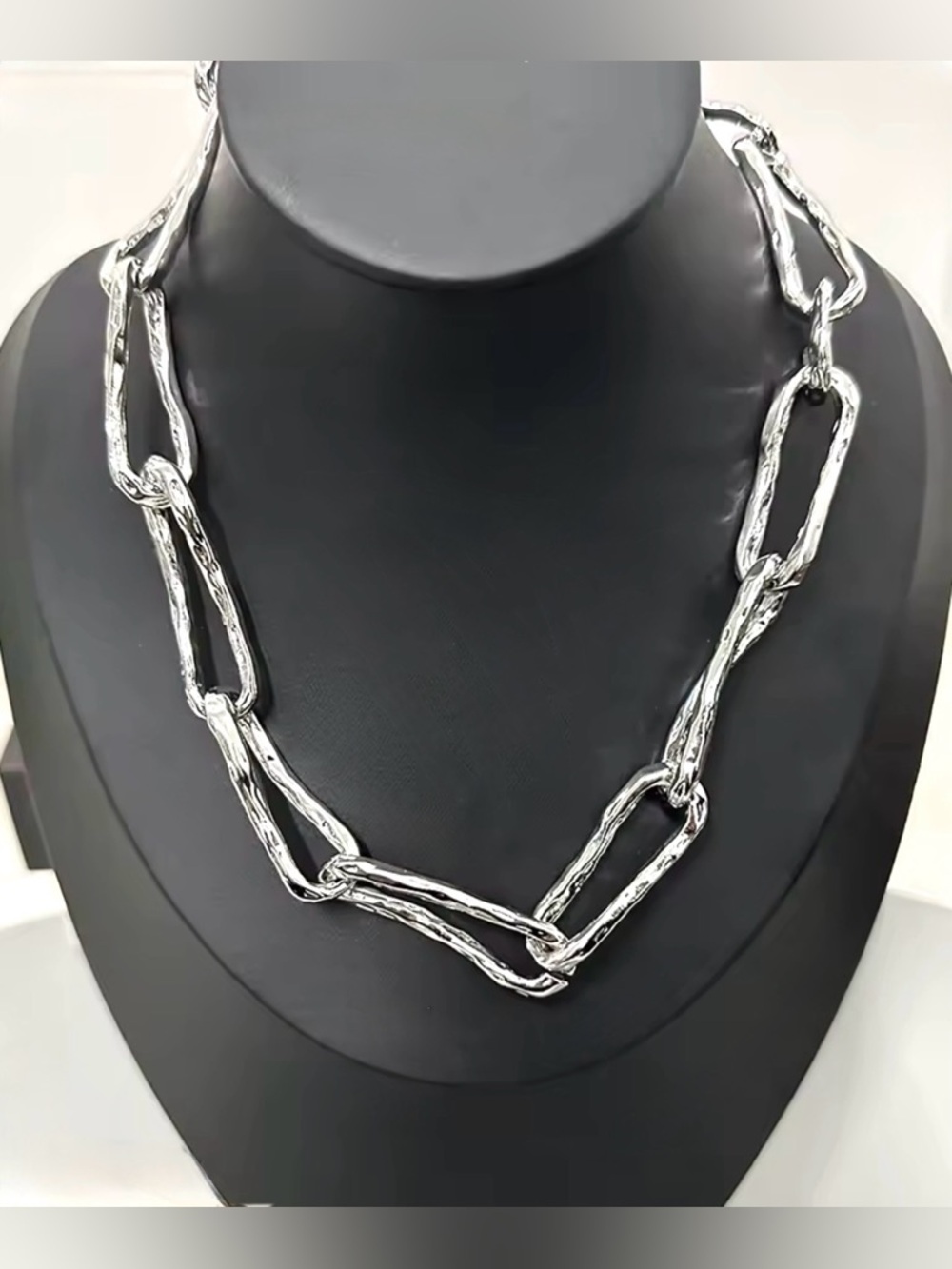 Brut Twisted Molten Silver Link Necklace Hammered Alexis Bittar STYLE MY30